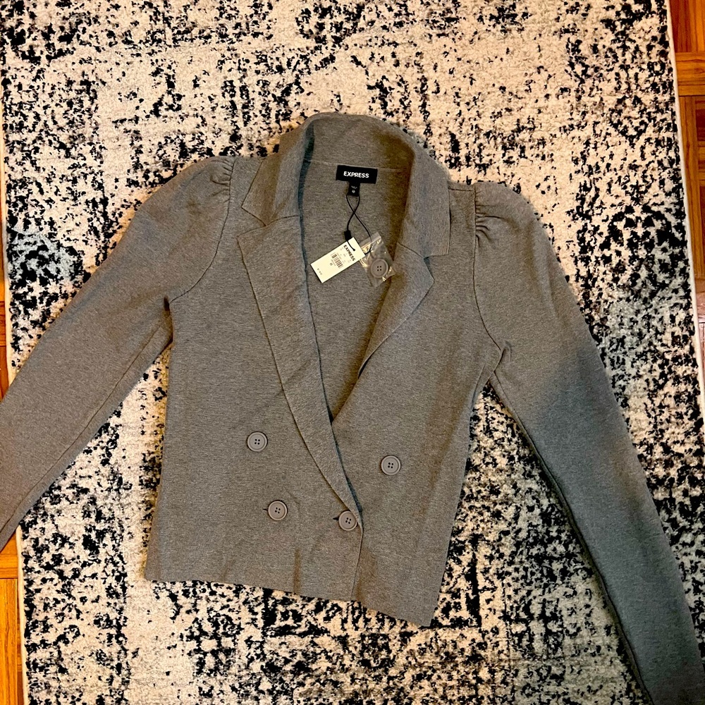 Express puff sleeve knit blazer